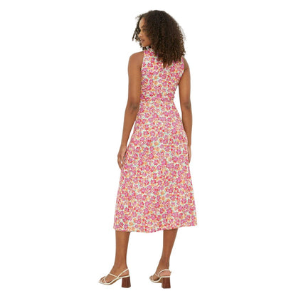 Pink - Back - Dorothy Perkins Womens-Ladies Floral Twisted Tall Sleeveless Midi Dress