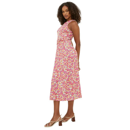 Pink - Front - Dorothy Perkins Womens-Ladies Floral Twisted Tall Sleeveless Midi Dress