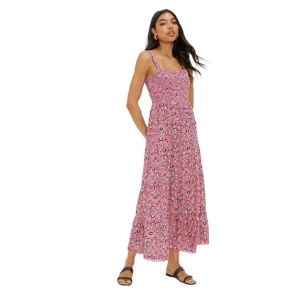 Pink - Lifestyle - Dorothy Perkins Womens-Ladies Floral Pom Pom Tiered Midi Dress