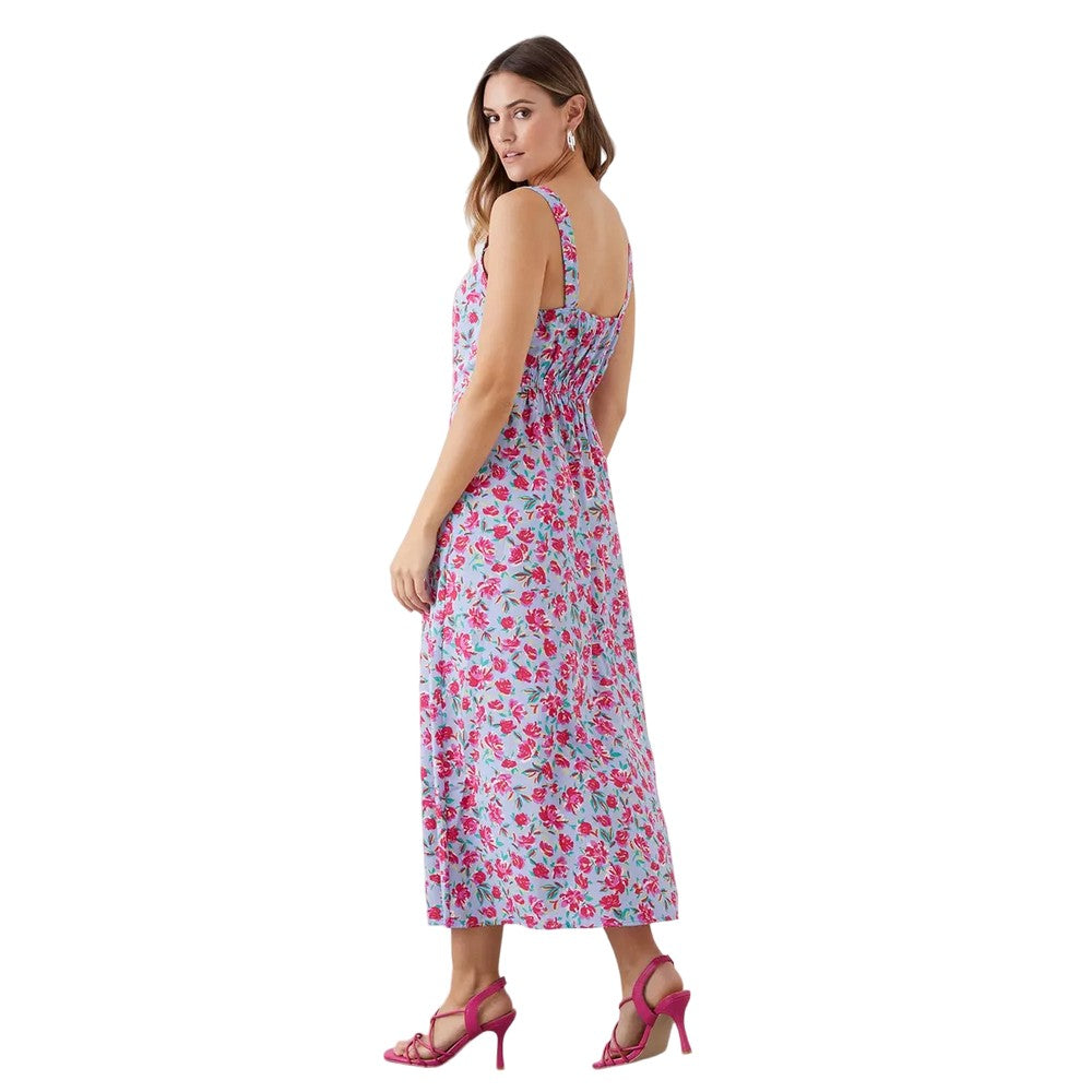 Blue - Back - Dorothy Perkins Womens-Ladies Floral Square Neck Midi Dress