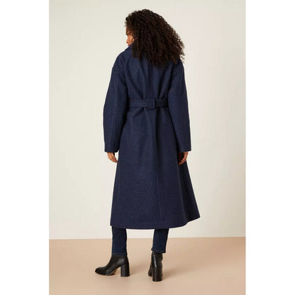 Navy - Back - Dorothy Perkins Womens-Ladies Longline Bouclé Wrap Maternity Coat