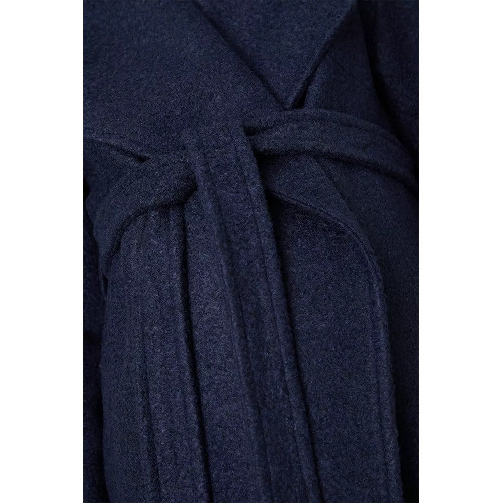 Navy - Side - Dorothy Perkins Womens-Ladies Longline Bouclé Wrap Maternity Coat