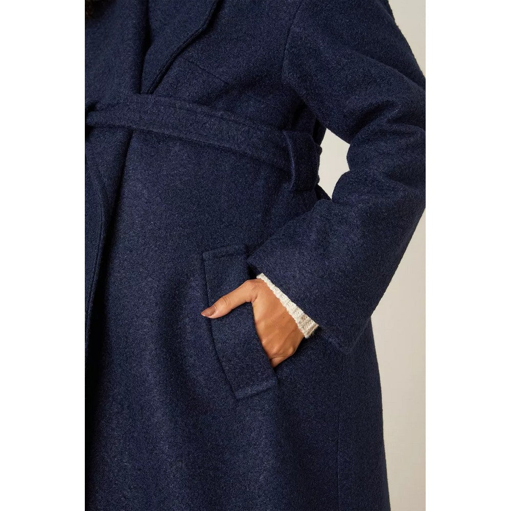 Navy - Lifestyle - Dorothy Perkins Womens-Ladies Longline Bouclé Wrap Maternity Coat