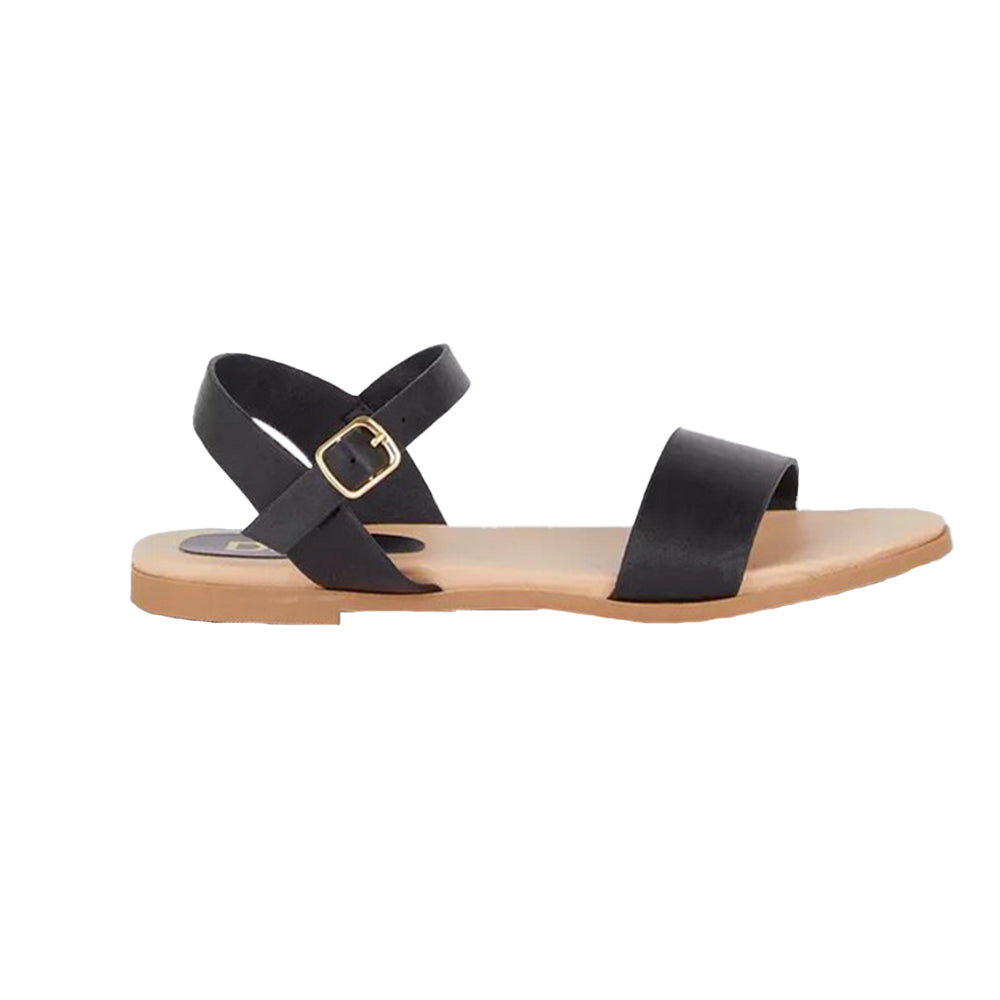 Black - Back - Dorothy Perkins Womens-Ladies Faye Flat Heel Extra Wide Sandals