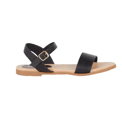 Black - Back - Dorothy Perkins Womens-Ladies Faye Flat Heel Extra Wide Sandals