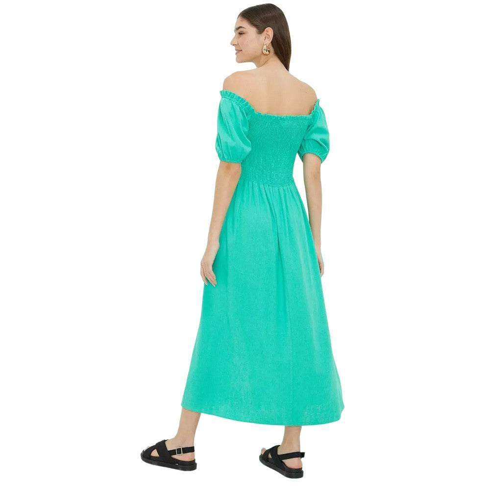 Green - Back - Dorothy Perkins Womens-Ladies Shirred Bodice Midi Dress