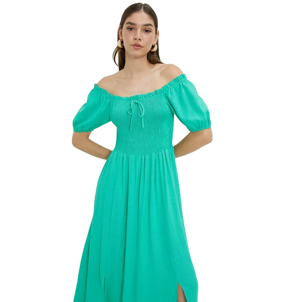 Green - Side - Dorothy Perkins Womens-Ladies Shirred Bodice Midi Dress