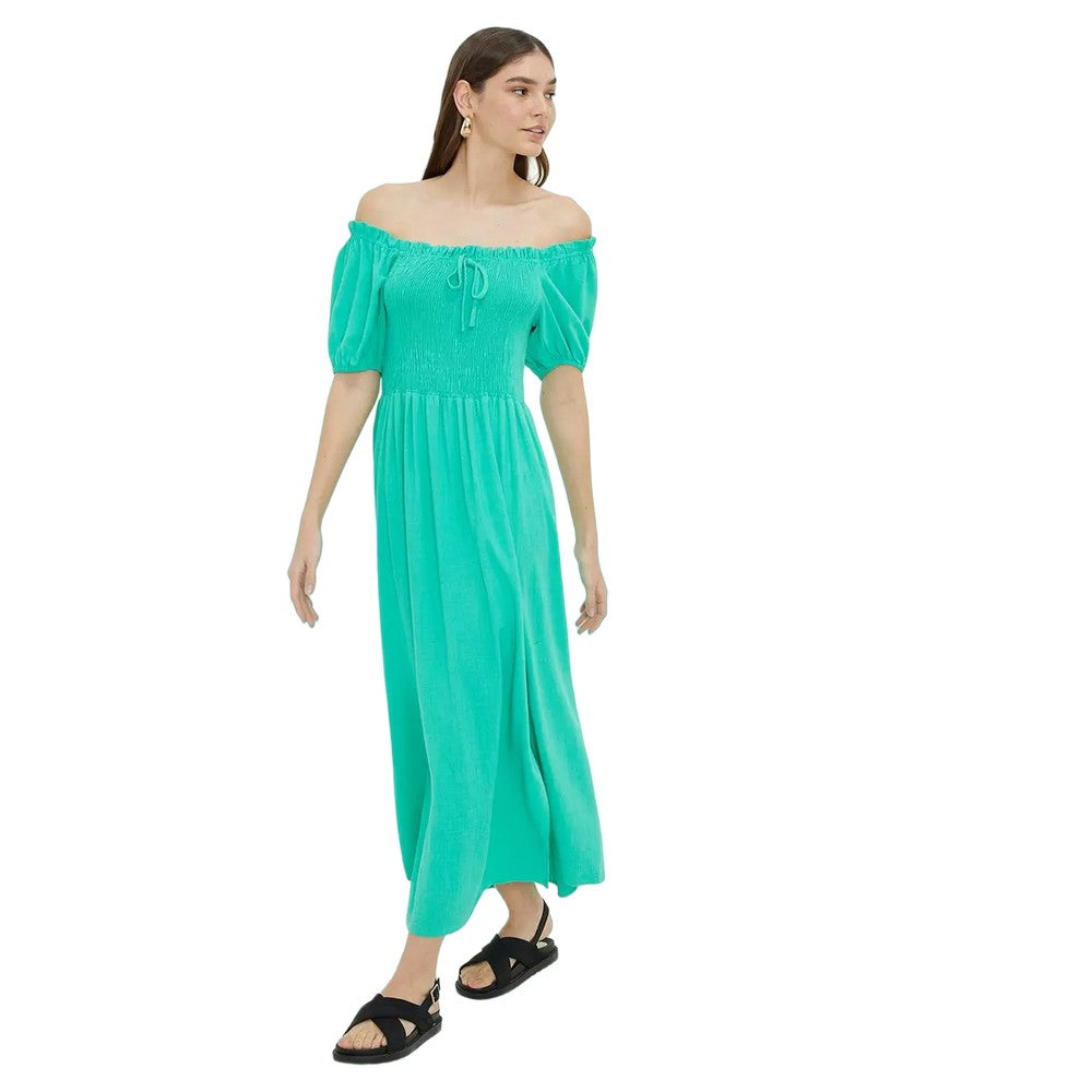 Green - Front - Dorothy Perkins Womens-Ladies Shirred Bodice Midi Dress