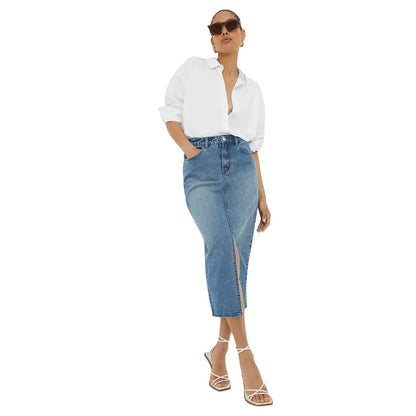 Mid Wash - Lifestyle - Dorothy Perkins Womens-Ladies Denim Midaxi Skirt