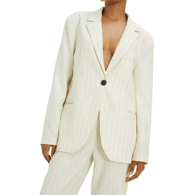 Ivory - Front - Dorothy Perkins Womens-Ladies Pinstripe Single-Breasted Blazer