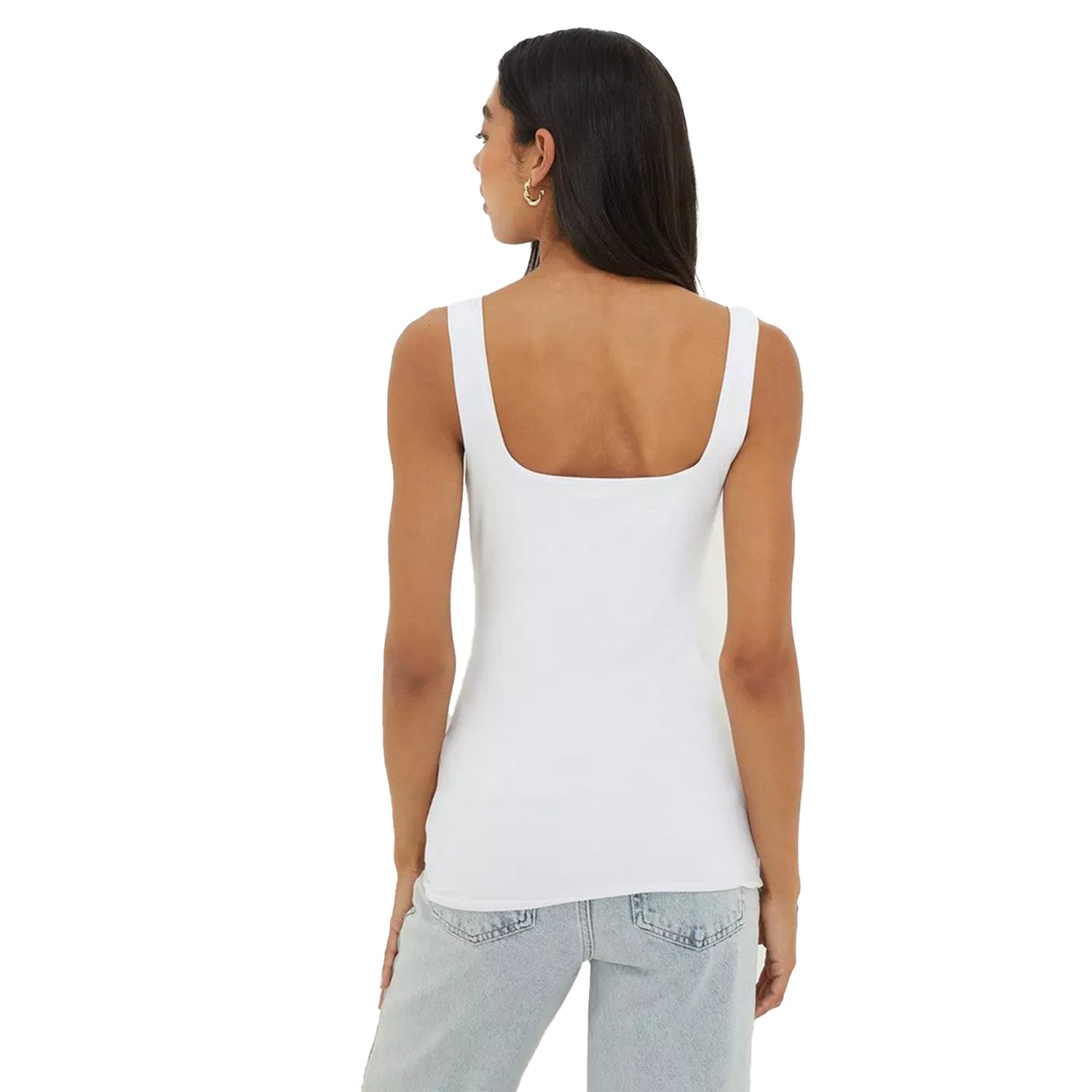 White - Back - Dorothy Perkins Womens-Ladies Double Layered Square Neck Vest Top