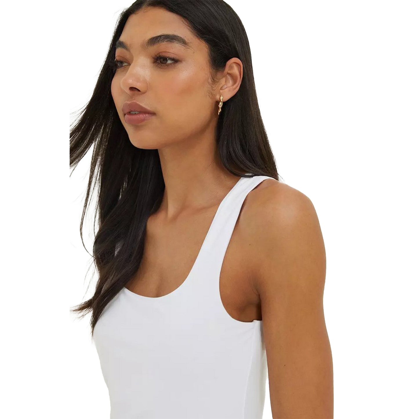 White - Side - Dorothy Perkins Womens-Ladies Double Layered Square Neck Vest Top