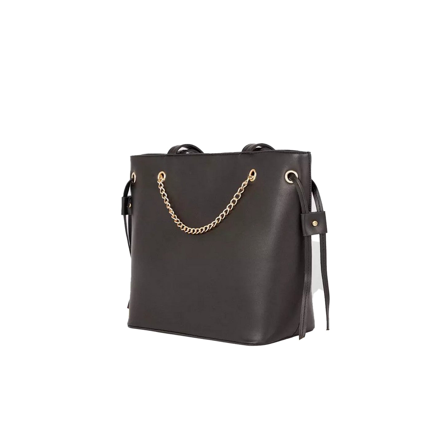 Black - Back - Faith Womens-Ladies Alice Chain Detail Tote Bag