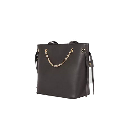 Black - Back - Faith Womens-Ladies Alice Chain Detail Tote Bag