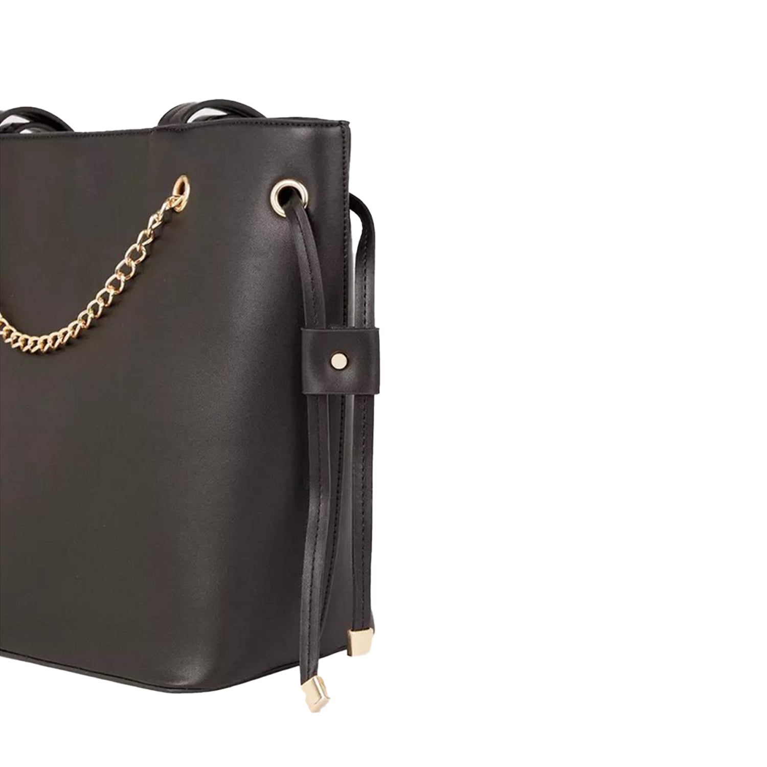 Black - Side - Faith Womens-Ladies Alice Chain Detail Tote Bag