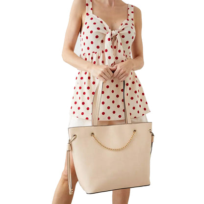 Cream - Lifestyle - Faith Womens-Ladies Alice Chain Detail Tote Bag