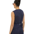 Navy - Back - Dorothy Perkins Womens-Ladies Pinstripe Waistcoat