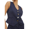 Navy - Side - Dorothy Perkins Womens-Ladies Pinstripe Waistcoat