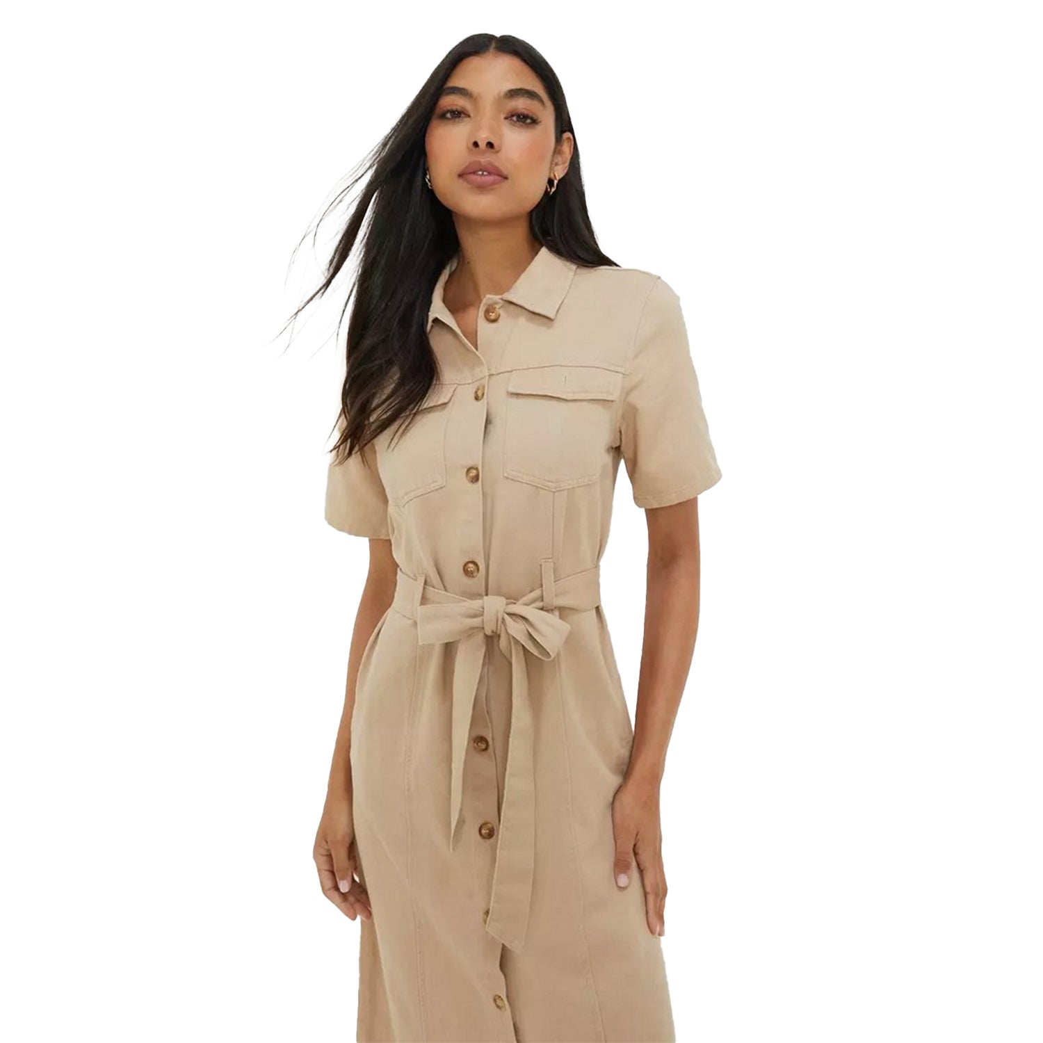 Ecru - Lifestyle - Dorothy Perkins Womens-Ladies Twill Waist Tie Midi Dress