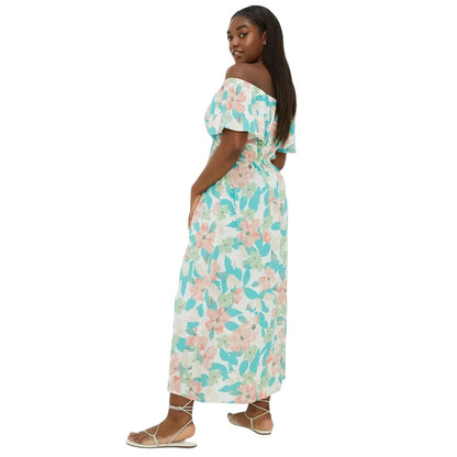 Multicoloured - Back - Dorothy Perkins Womens-Ladies Large Floral Bardot Plus Midi Dress