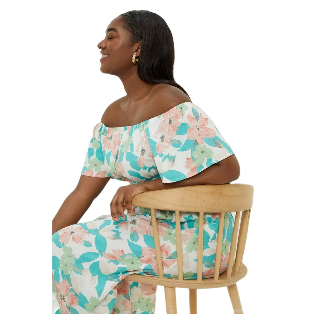 Multicoloured - Lifestyle - Dorothy Perkins Womens-Ladies Large Floral Bardot Plus Midi Dress