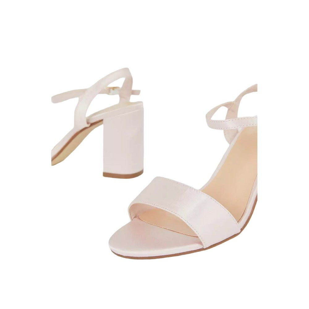 Blush - Side - Dorothy Perkins Womens-Ladies Swirl Satin Wide Block Heel Sandals