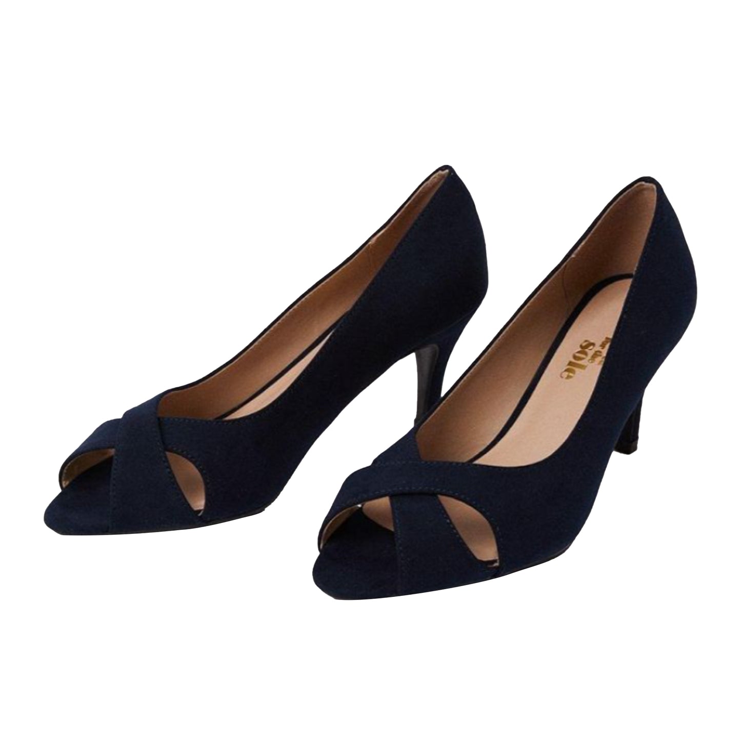 Navy - Back - Good For The Sole Womens-Ladies Honey Peep Toe Wide Sandals