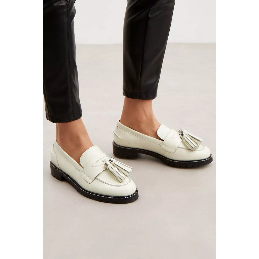 White - Back - Principles Womens-Ladies Lindsay Tassel Leather Loafers