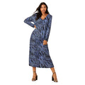 Blue - Front - Dorothy Perkins Womens-Ladies Zebra Print Ruched Front Midi Dress
