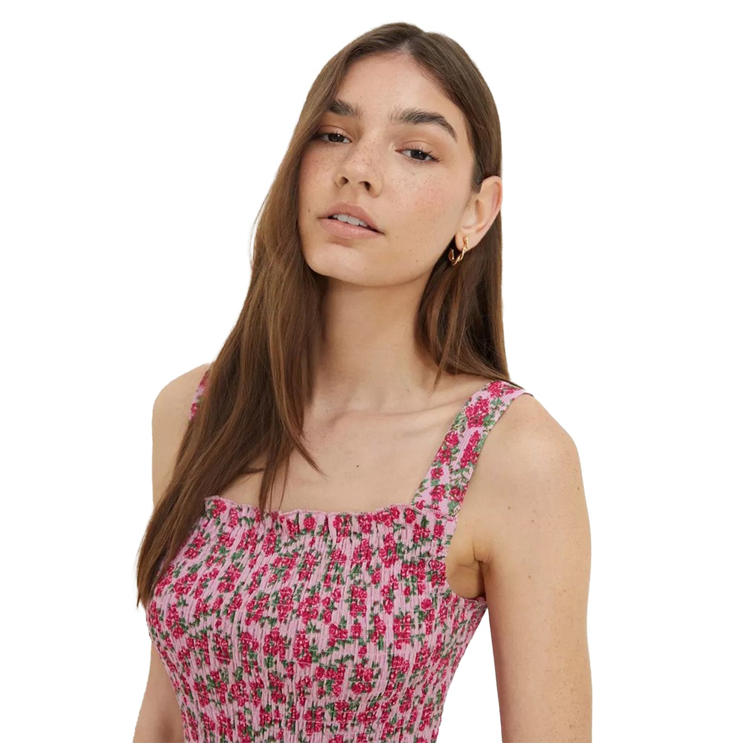 Pink - Lifestyle - Dorothy Perkins Womens-Ladies Ditsy Print Shirred Midi Dress