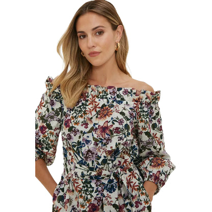 Multicoloured - Side - Dorothy Perkins Womens-Ladies Floral Bardot Midi Dress