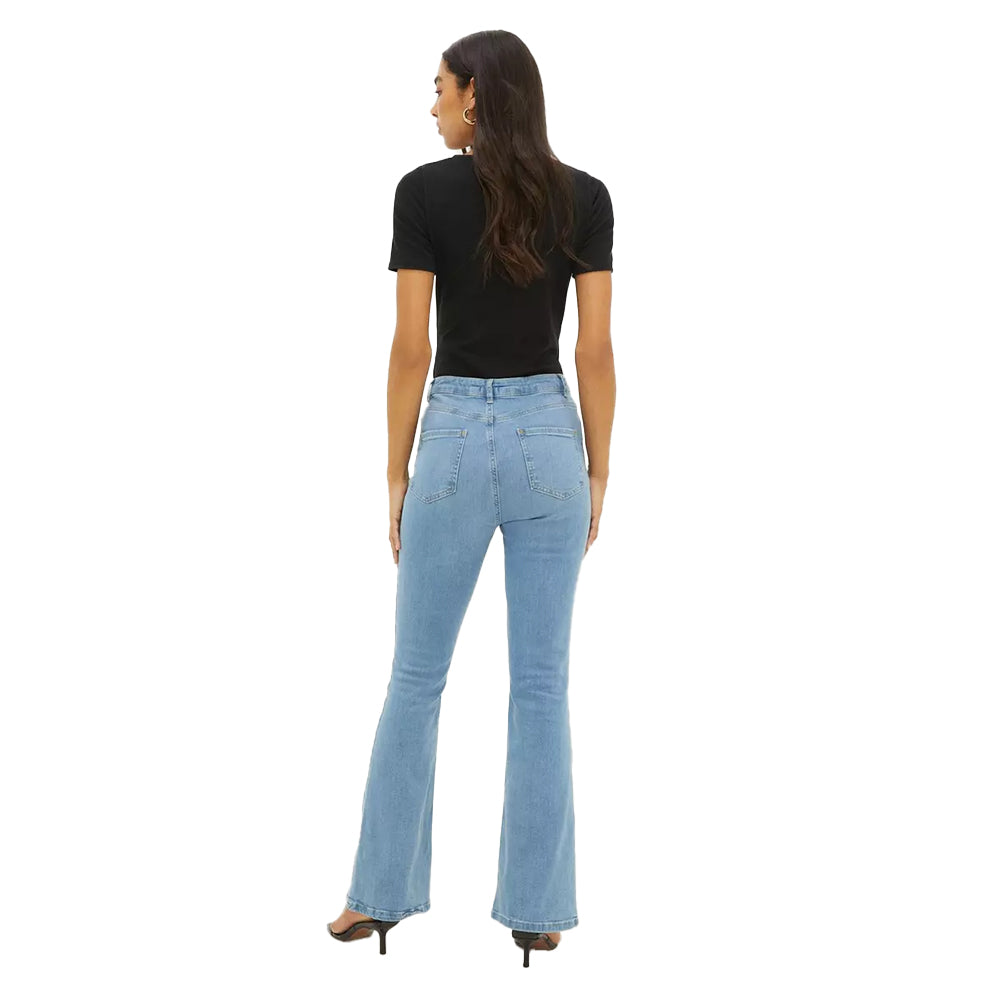 Light Wash - Back - Dorothy Perkins Womens-Ladies Sculpt High Waist Flared Jeans
