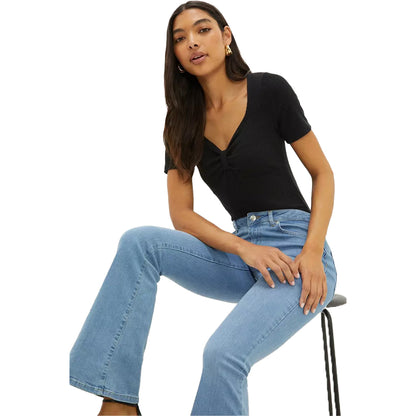 Light Wash - Lifestyle - Dorothy Perkins Womens-Ladies Sculpt High Waist Flared Jeans