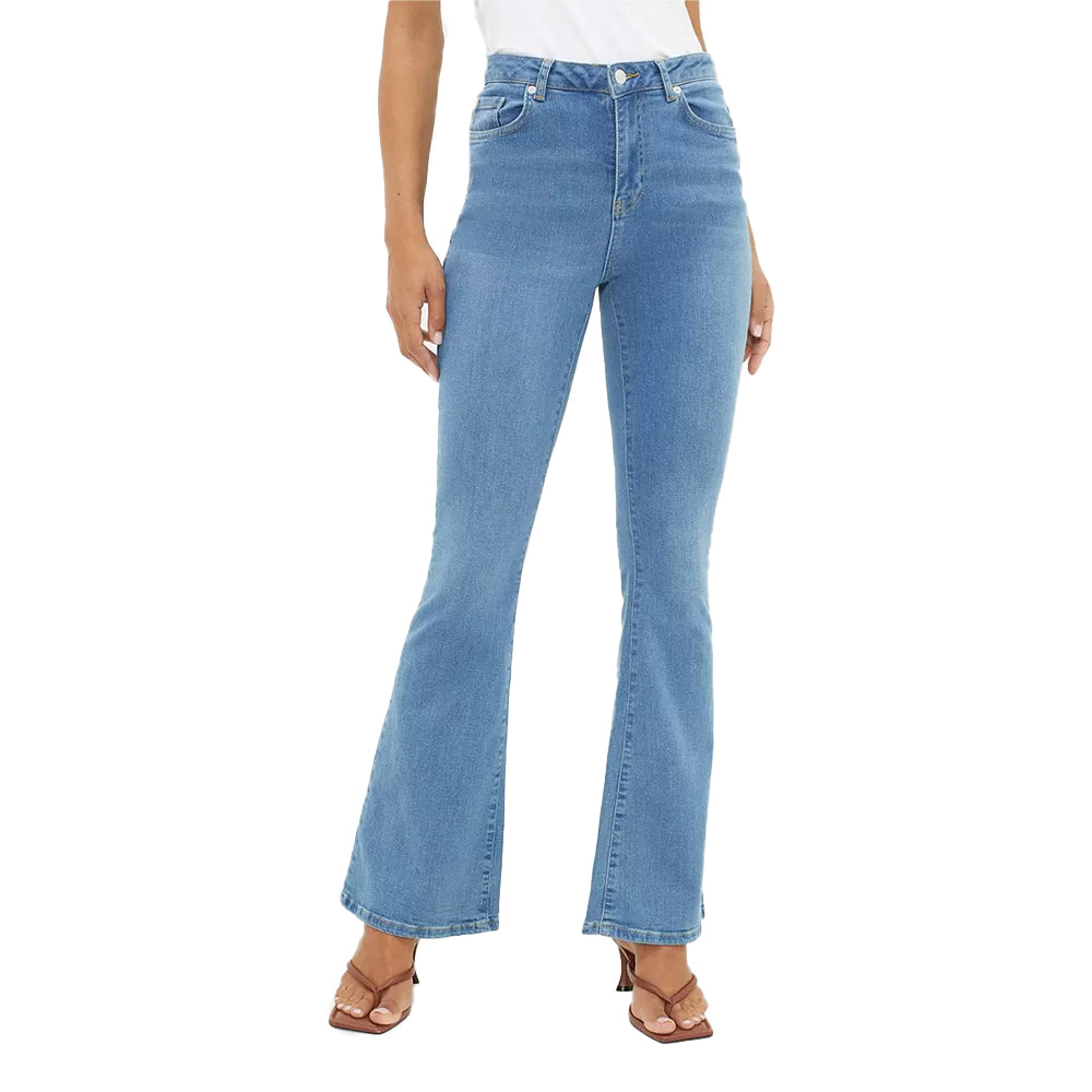 Mid Wash - Front - Dorothy Perkins Womens-Ladies Sculpt High Waist Flared Jeans