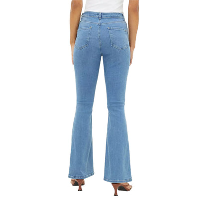 Mid Wash - Back - Dorothy Perkins Womens-Ladies Sculpt High Waist Flared Jeans