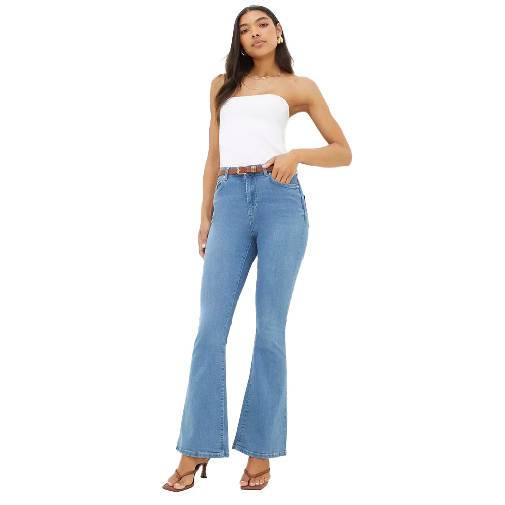 Mid Wash - Lifestyle - Dorothy Perkins Womens-Ladies Sculpt High Waist Flared Jeans