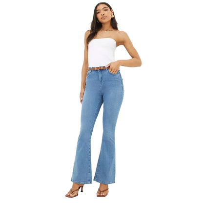Mid Wash - Lifestyle - Dorothy Perkins Womens-Ladies Sculpt High Waist Flared Jeans