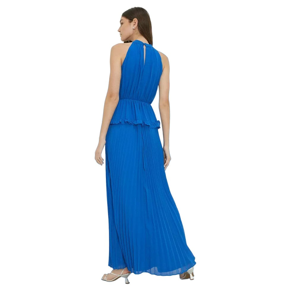 Cobalt Blue - Back - Dorothy Perkins Womens-Ladies Pleated Chiffon Halter Neck Maxi Dress