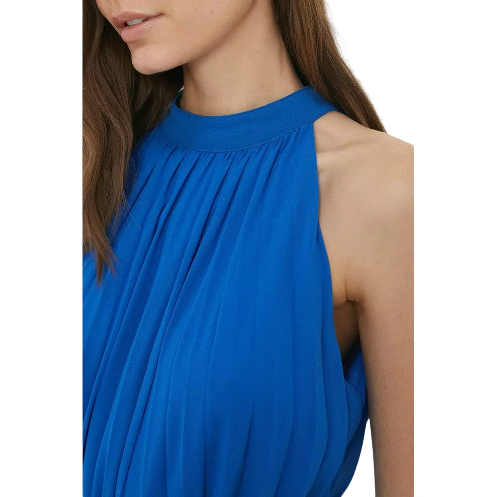 Cobalt Blue - Side - Dorothy Perkins Womens-Ladies Pleated Chiffon Halter Neck Maxi Dress