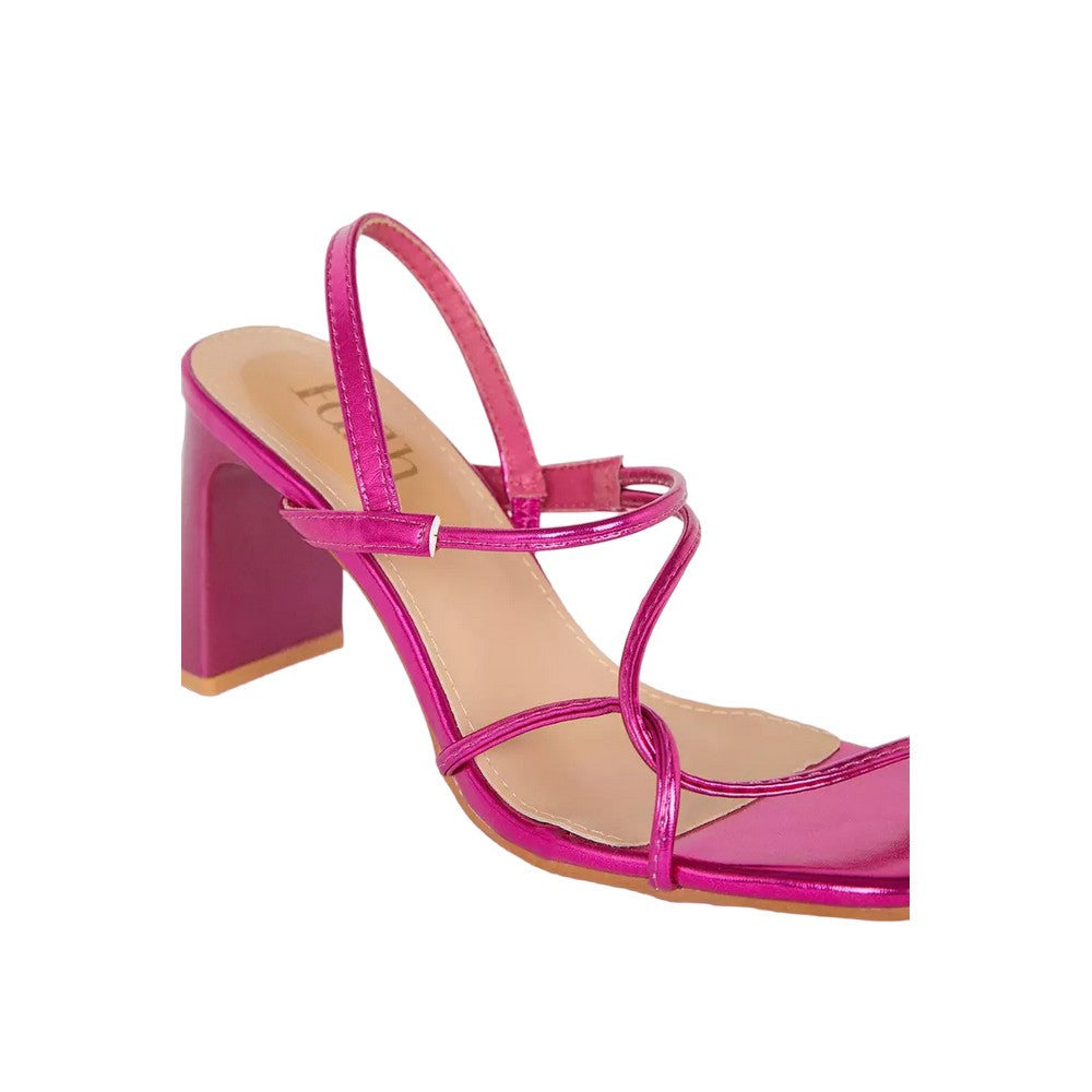 Pink - Side - Faith Womens-Ladies Everly Twist Strap Block Heel Sandals
