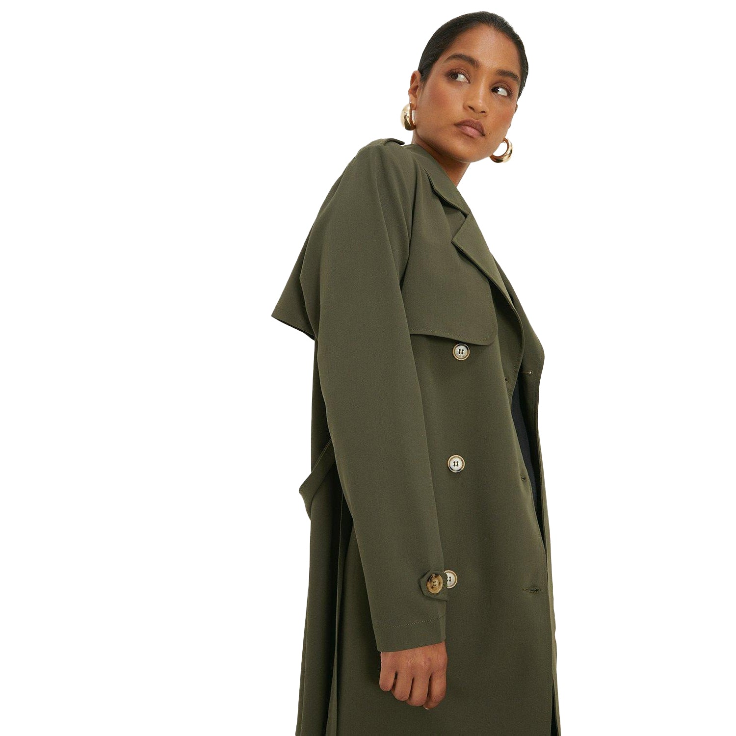 Khaki - Side - Dorothy Perkins Womens-Ladies Lightweight Trench Coat