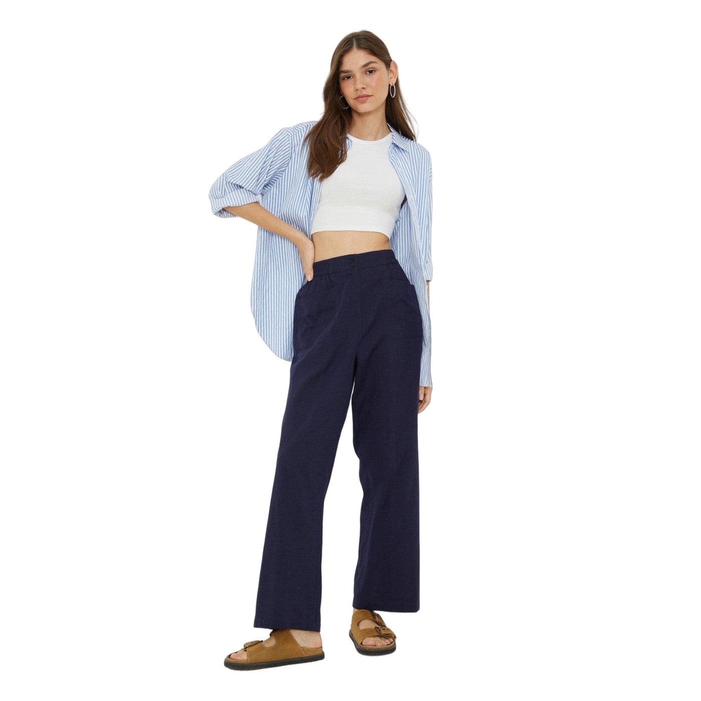 Navy - Lifestyle - Dorothy Perkins Womens-Ladies Pocket Straight Leg Trousers