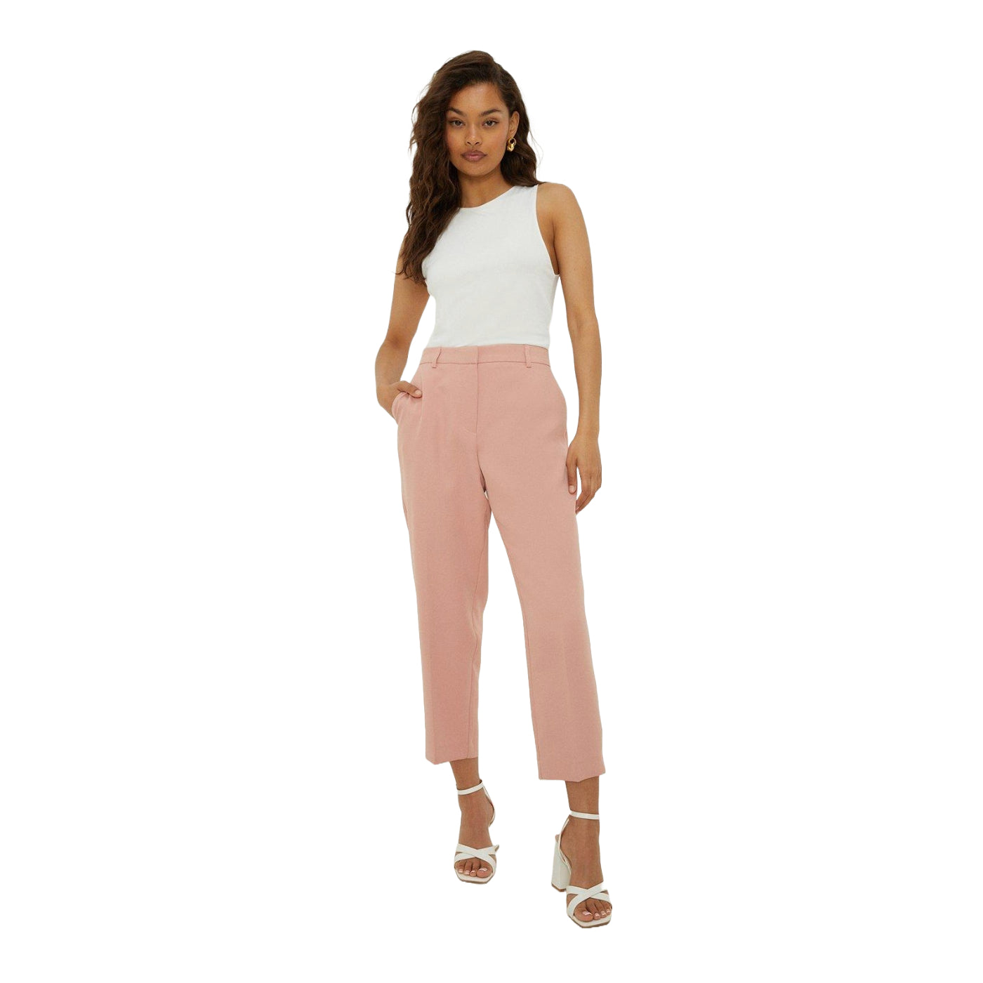 Blush - Side - Dorothy Perkins Womens-Ladies Petite Ankle Grazer Trousers