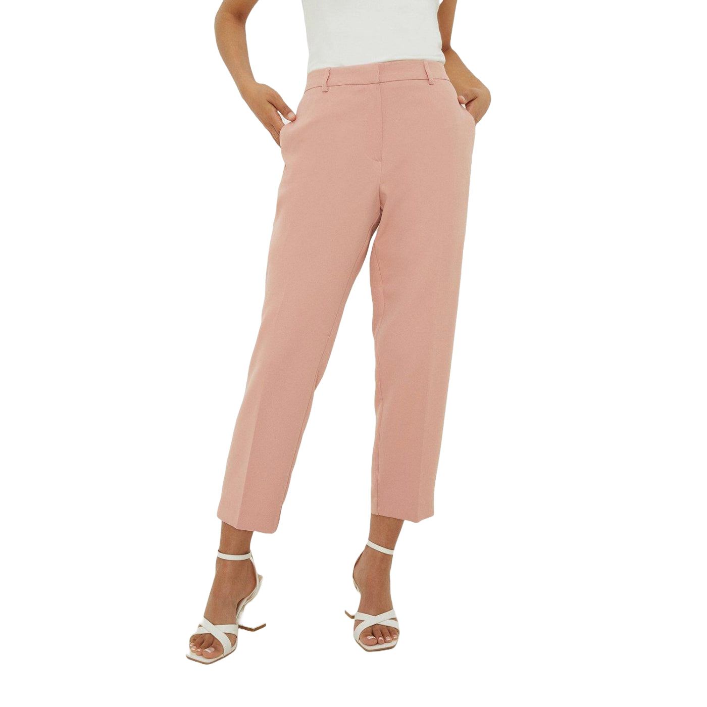 Blush - Front - Dorothy Perkins Womens-Ladies Petite Ankle Grazer Trousers