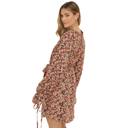 Multicoloured - Back - Dorothy Perkins Womens-Ladies Ditsy Print Belt Mini Dress
