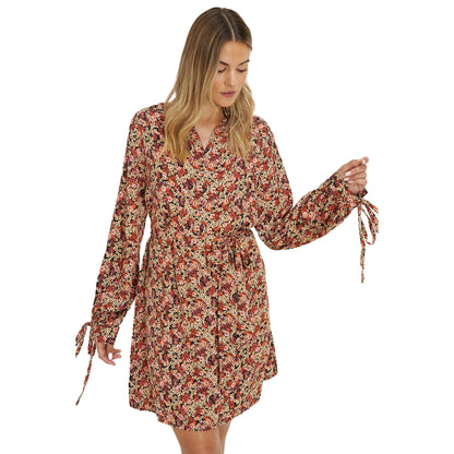 Multicoloured - Front - Dorothy Perkins Womens-Ladies Ditsy Print Belt Mini Dress
