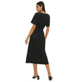 Black - Back - Dorothy Perkins Womens-Ladies Shirred Waist Short-Sleeved Midi Dress