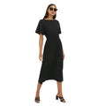 Black - Lifestyle - Dorothy Perkins Womens-Ladies Shirred Waist Short-Sleeved Midi Dress