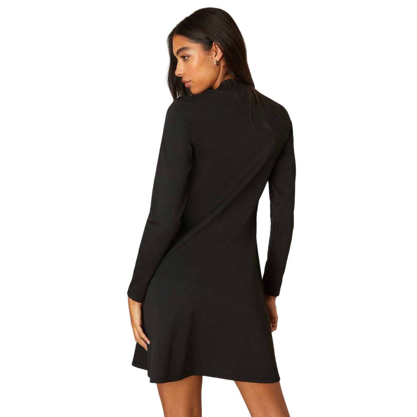 Black - Back - Dorothy Perkins Womens-Ladies Buttons Ponte High-Neck Mini Dress
