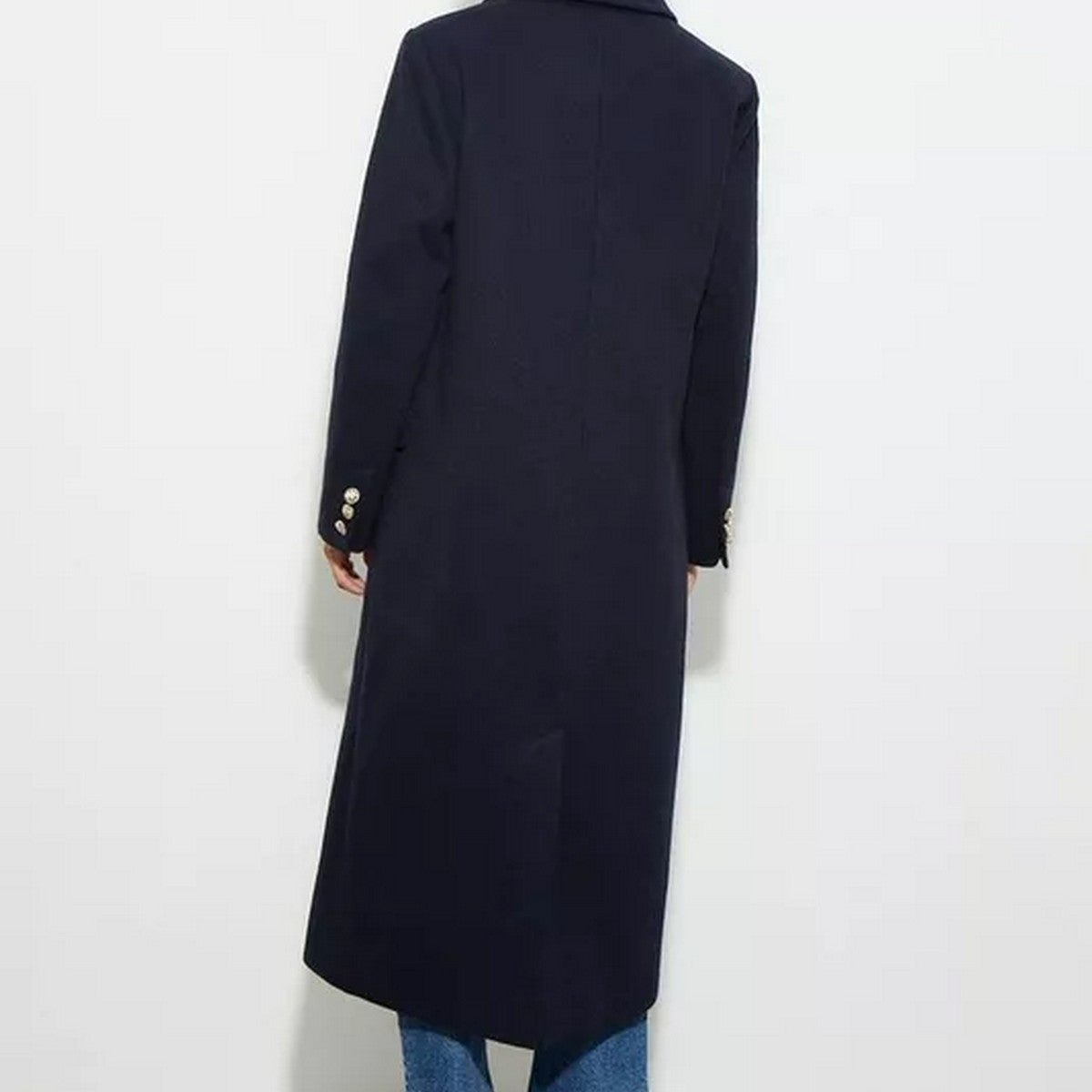 Navy - Back - Dorothy Perkins Womens-Ladies Longline Military Button Petite Coat